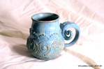 medium beach blue double banded mug